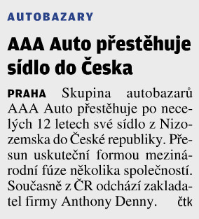 AAA Auto přestěhuje sídlo do Česka