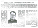 Dopravní noviny: Michal Häckl manažerem PR pro AAA AUTO