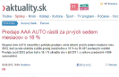 Aktuality.sk: Predaje AAA AUTO rástli za prvých sedem mesiacov o 16 %