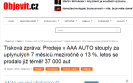 Objevit.cz: Prodeje v AAA AUTO stouply za uplynulých 7 měsíců meziročně o 13 %, letos se prodalo již téměř 37 000 aut