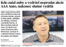 MF DNES: Kdo zaťal zuby a vydržel neprodat akcie AAA Auto, nakonec slušně vydělá