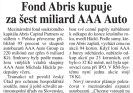 Právo: Fond Abris kupuje za šest miliard AAA Auto