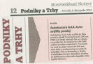 Hospodářské noviny: Autobazary AAA AUTO zvýšily prodej