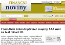 Finančnínoviny.cz: Fond Abris dokončil převzetí skupiny AAA Auto za šest miliard Kč