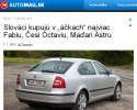 Automag.sk: Slováci kupujú v „áčkach“ najviac Fabiu, Česi Octaviu, Maďari Astru