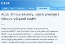 ČT24.cz: Auta lámou rekordy. Jejich prodeje i výroba výrazně rostly