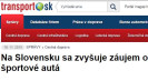 Transport.sk: Na Slovensku sa zvyšuje záujem o športové autá
