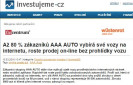 Investujeme.cz: Až 80 % zákazníků AAA AUTO vybírá své vozy na internetu, roste prodej on-line bez prohlídky vozu