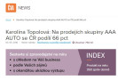 Čianews.cz: Karolína Topolová: Na prodejích skupiny AAA AUTO se ČR podílí 66 pct